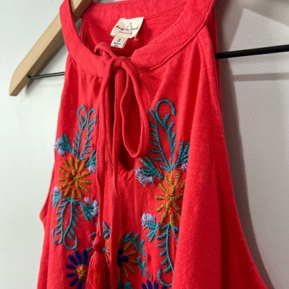 Keep in Touch Red Tank with Embroidery S NWT - Picture 2 of 5